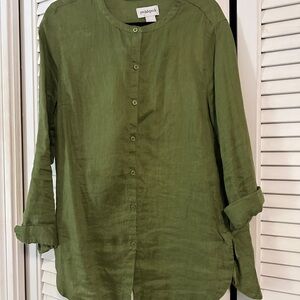 Peck & Peck Olive Linen Shirt